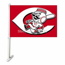 Load image into Gallery viewer, Cincinnati Reds Car Flag 30x45cm with 50cm plastic pole