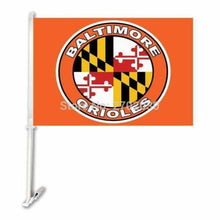 Load image into Gallery viewer, Baltimore Orioles Car Flag 30x45cm with 50cm plastic pole