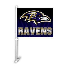 Load image into Gallery viewer, Baltimore Ravens Car Flag 30x45cm with 50cm plastic pole