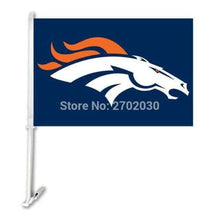 Load image into Gallery viewer, Denver Broncos Car Flag 30x45cm with 50cm plastic pole